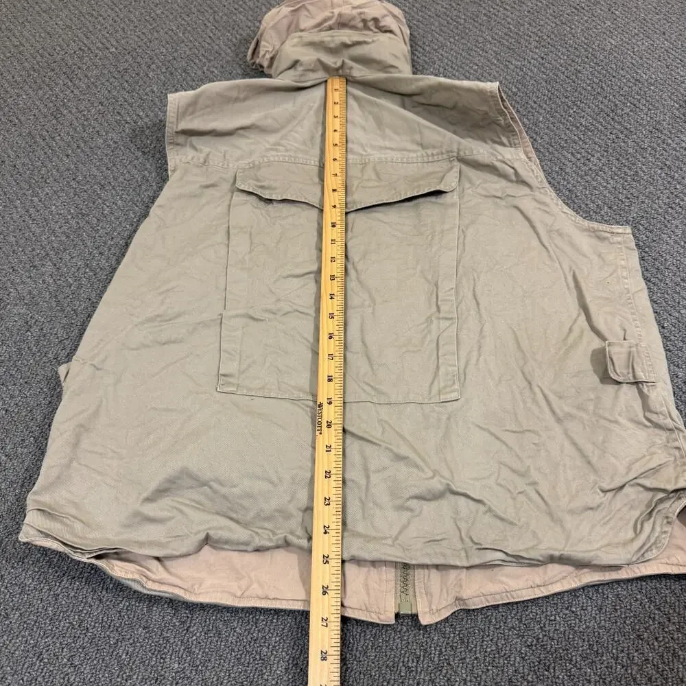 Vintage Hunting Shooting Vest Mens Tan Beige Fox Outdoors Hidden Hoodie